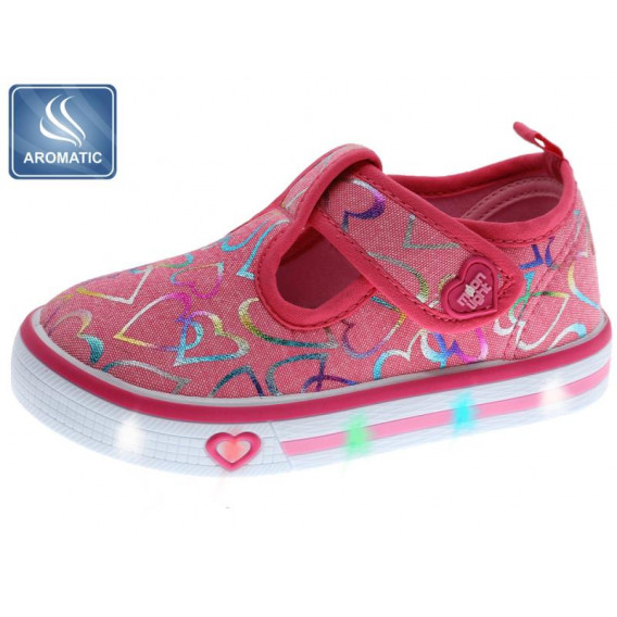 Πάνινα παπούτσια με αρωματική σόλα και τύπωμα καρδιών, σκούρο ροζ Beppi 250459 