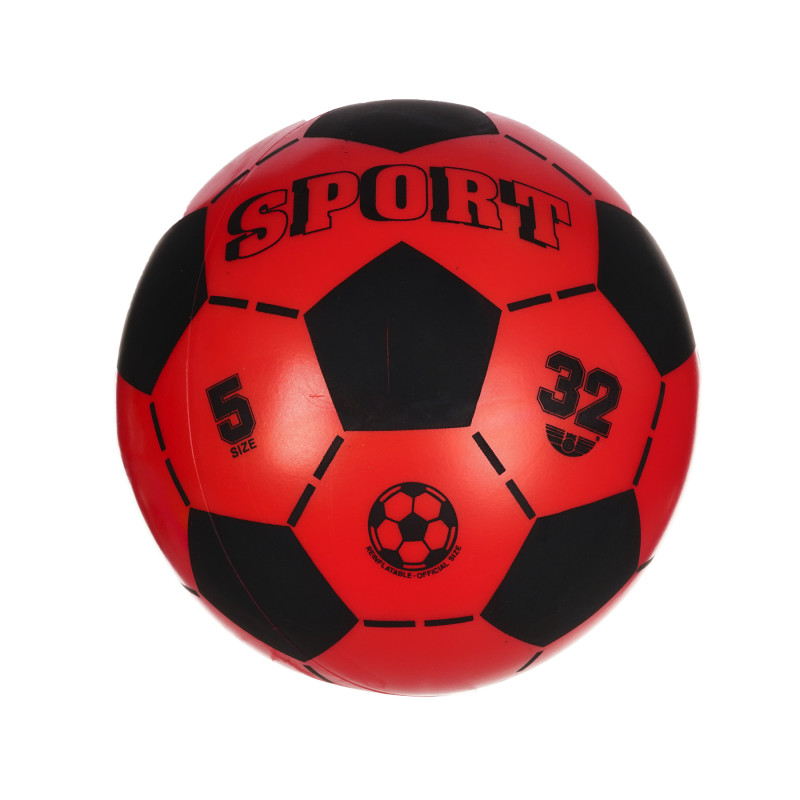 Μπάλα ποδοσφαίρου από τη συλλογή που ξεφουσκώνει μόνο για αθλήματα, 23 cm, κόκκινο  250848
