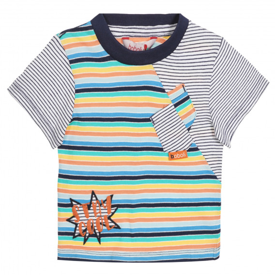  T-shirt για αγόρι με πολύχρωμες ρίγες Boboli 251056 