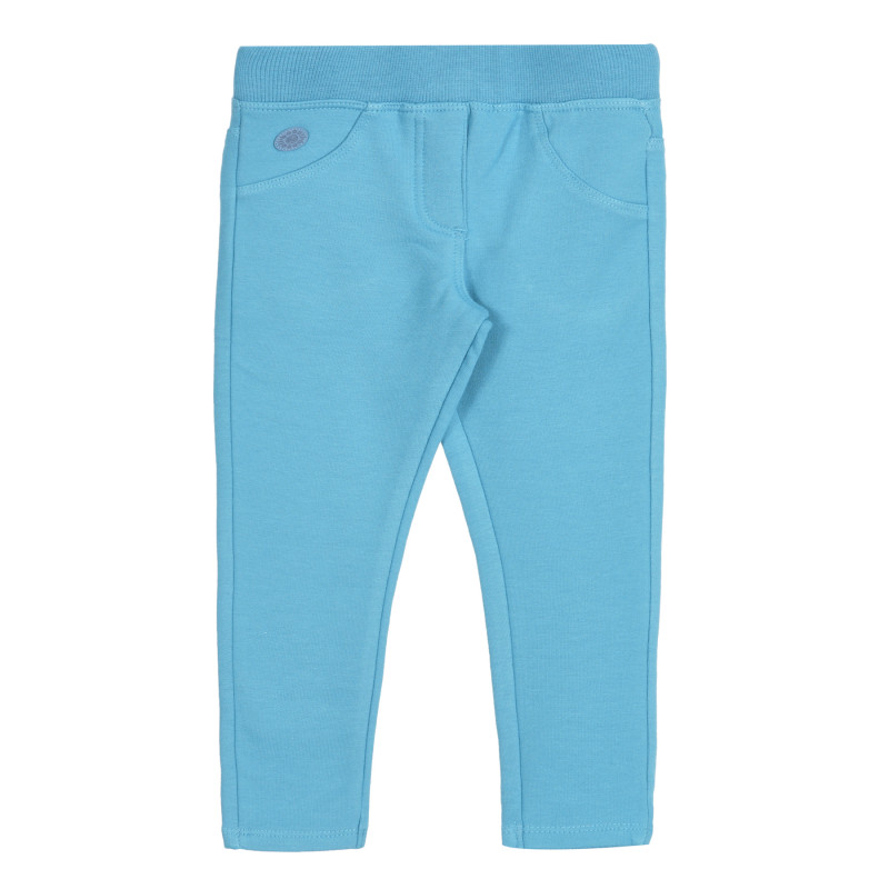 Βαμβακερό παντελόνι με κορδόνι για κορίτσια, μπλε  251232