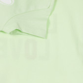 Βαμβακερό μπλουζάκι Chicco σε πράσινο χρώμα με επιγραφή και μπροκάρ καρδιές Chicco 251529 3