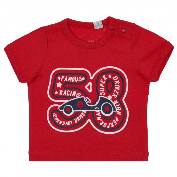 Βαμβακερό βρεφικό μπλουζάκι Chicco σε κόκκινο χρώμα με στάμπα αγωνιστικού αυτοκινήτου  Chicco 251531 