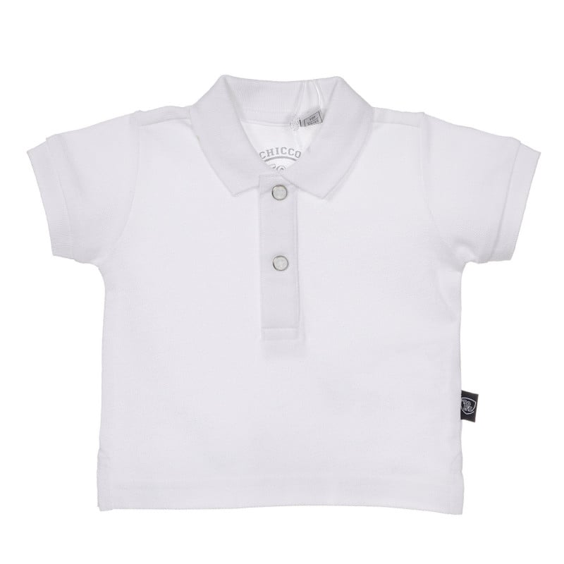 Βαμβακερό βρεφικό μπλουζάκι Chicco σε λευκό χρώμα με γιακά   251618