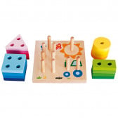 Ξύλινο παιχνίδι, πίνακας ταξινόμησης - Σχήματα και χρώματα, σπίτι και ήλιος Woody 252930 4