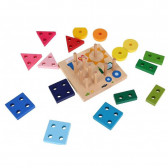 Ξύλινο παιχνίδι, πίνακας ταξινόμησης - Σχήματα και χρώματα, σπίτι και ήλιος Woody 252931 5