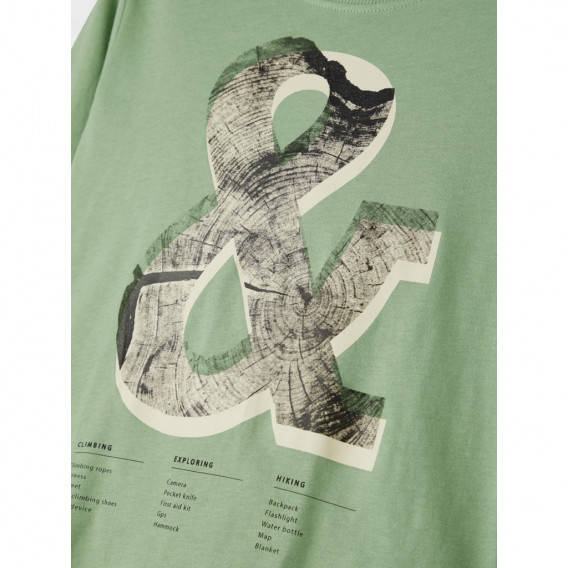 Μπλούζα από οργανικό βαμβάκι με γραφική εκτύπωση, σε πράσινο χρώμα. Name it 253232 3