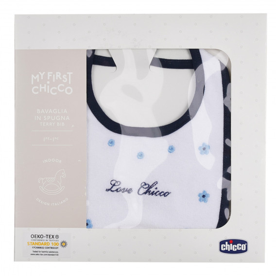 Λευκή βαμβακερή σαλιάρα με επιγραφή love chicco Chicco 254188 4