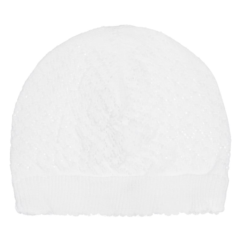 Βαμβακερό πλεκτό καπέλο μωρού, σε λευκό χρώμα  254203
