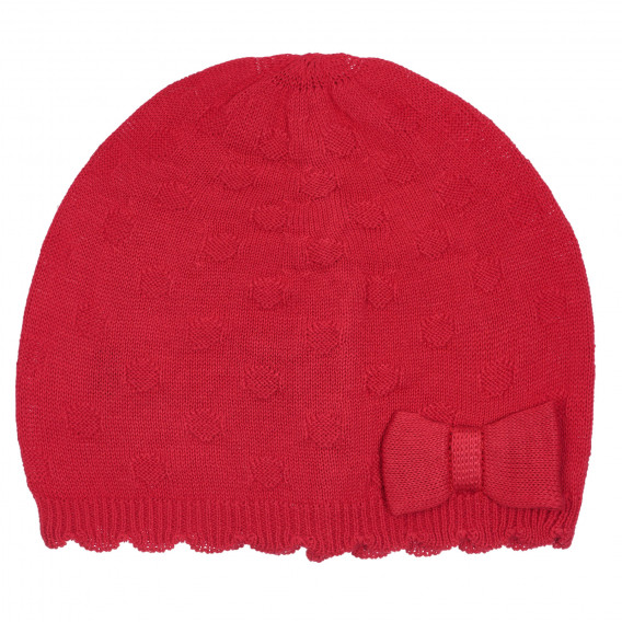 Βαμβακερό πλεκτό καπέλο με κορδέλα απλικέ για μωρό, κόκκινο Chicco 254278 