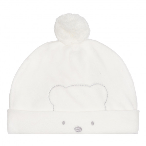 Καπέλο με πομπό και αρκούδα για απλικέ μωρού, λευκό Chicco 254290 
