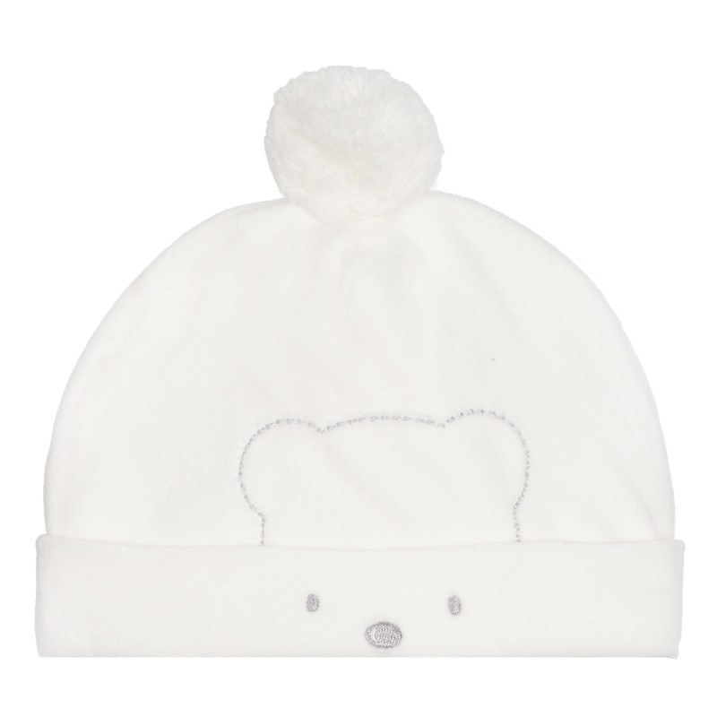 Καπέλο με πομπό και αρκούδα για απλικέ μωρού, λευκό  254290