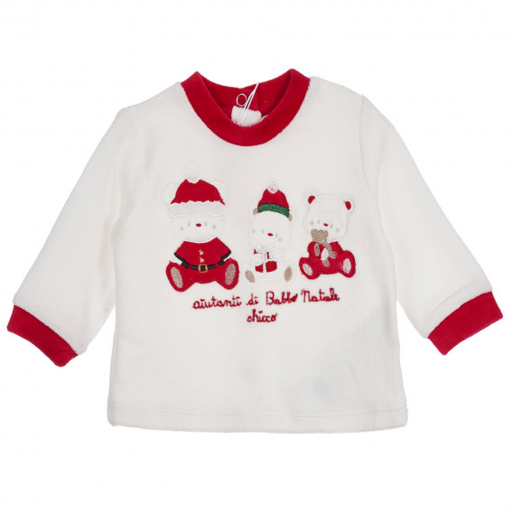 Χριστουγεννιάτικο βρεφικό σετ Chicco με βαμβακερή μπλούζα και κλειστό παντελόνι με αρκουδάκια  Chicco 254513 2