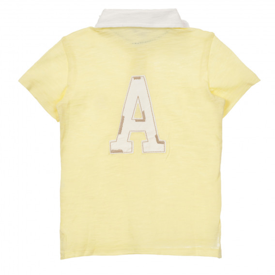 Βαμβακερή μπλούζα με κοντά μανίκια και γιακά για ένα μωρό, κίτρινο Benetton 254529 8