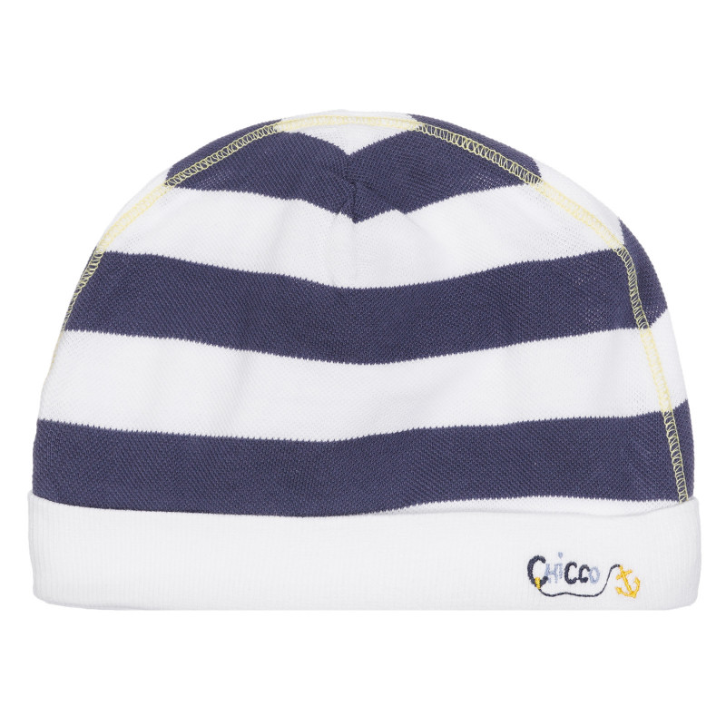Βαμβακερό καπέλο σε λευκές και μπλε ρίγες με απλικέ για μωρό  254668
