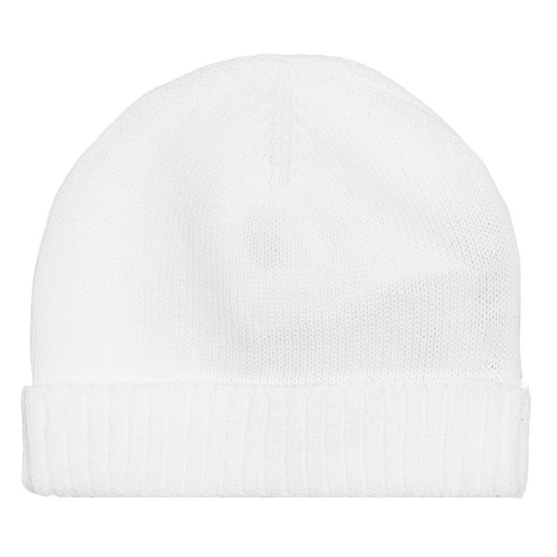 Βαμβακερό πλεκτό καπέλο με στρίφωμα για μωρό, λευκό  254696