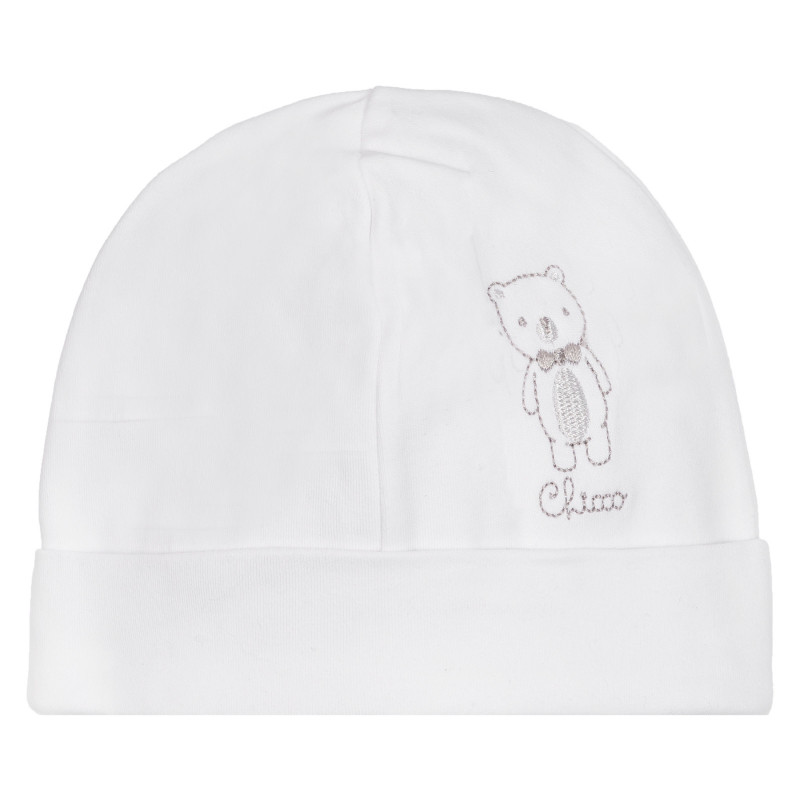 Βαμβακερό καπέλο με απλικέ αρκούδα, λευκό  254708