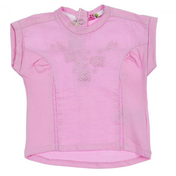 Βαμβακερό σετ χιτώνα και κολάν για μωρό σε ροζ και λευκό χρώμα Chicco 254990 2