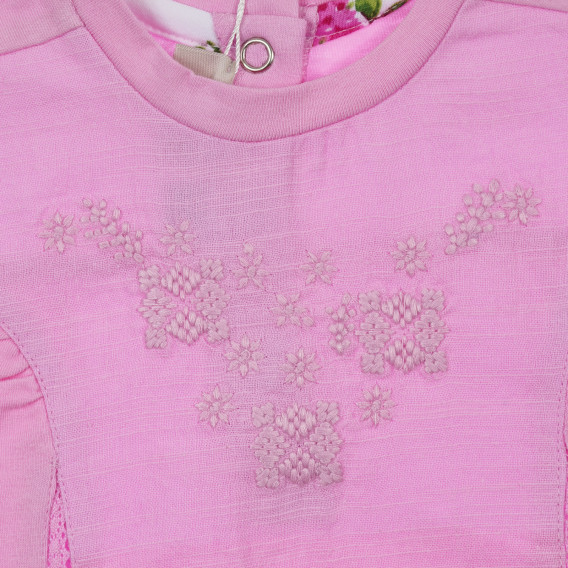 Βαμβακερό σετ χιτώνα και κολάν για μωρό σε ροζ και λευκό χρώμα Chicco 254992 3