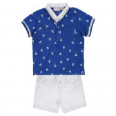 Σετ βαμβακερό μπλουζάκι και βρεφικό σορτσάκι σε μπλε και λευκό χρώμα Chicco 255047 