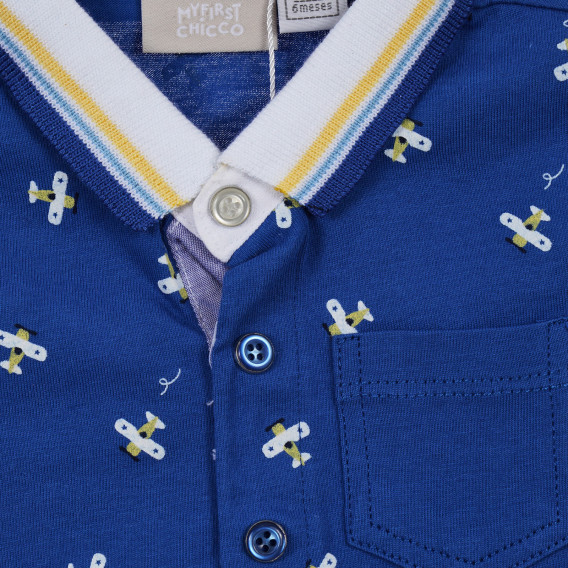 Σετ βαμβακερό μπλουζάκι και βρεφικό σορτσάκι σε μπλε και λευκό χρώμα Chicco 255048 3
