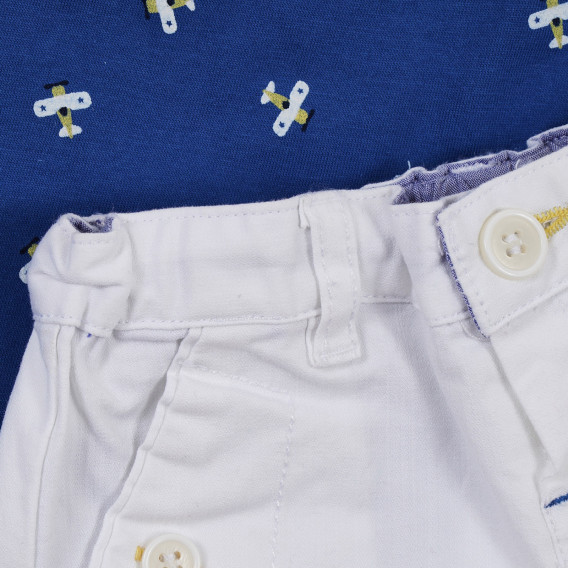 Σετ βαμβακερό μπλουζάκι και βρεφικό σορτσάκι σε μπλε και λευκό χρώμα Chicco 255049 4