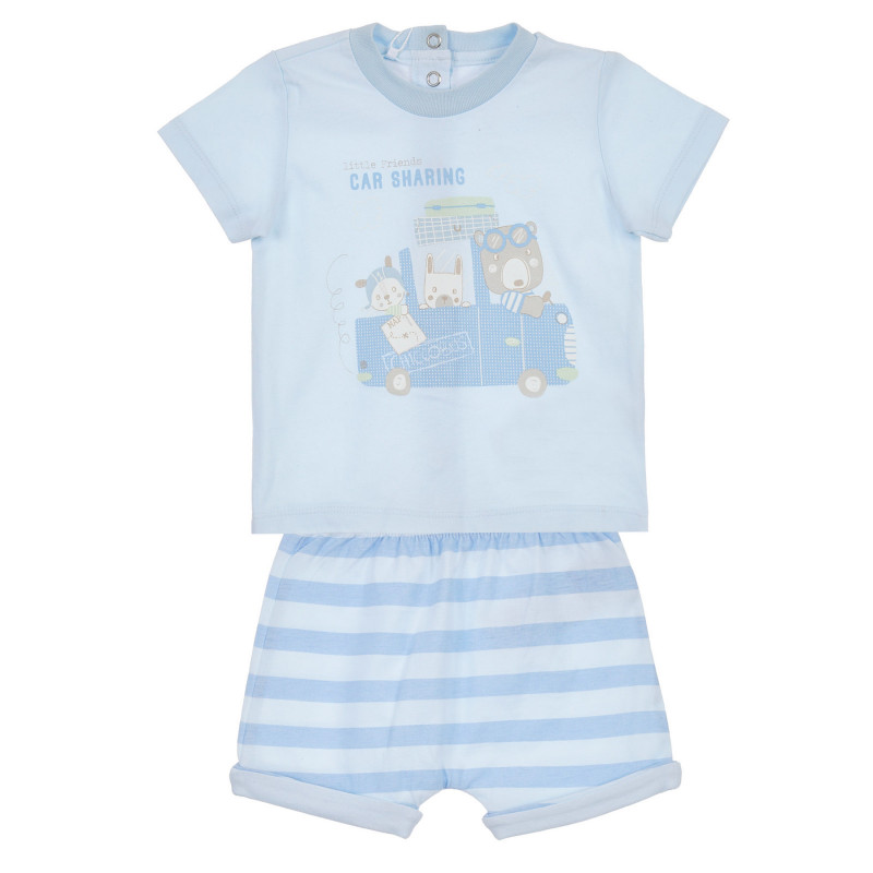 Βαμβακερές πιτζάμες με κοντά μανίκια για μωρό, μπλε  255061