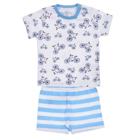 Βαμβακερό σετ μπλουζάκι και σορτς σε λευκό και μπλε χρώμα για μωρό Chicco 255086 