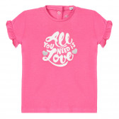 Βαμβακερό βρεφικό μπλουζάκι Chicco σε ροζ χρώμα με επιγραφή  Chicco 255235 