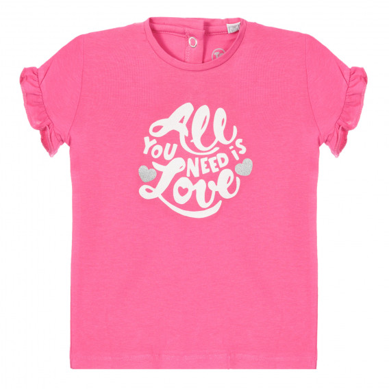 Βαμβακερό βρεφικό μπλουζάκι Chicco σε ροζ χρώμα με επιγραφή  Chicco 255235 