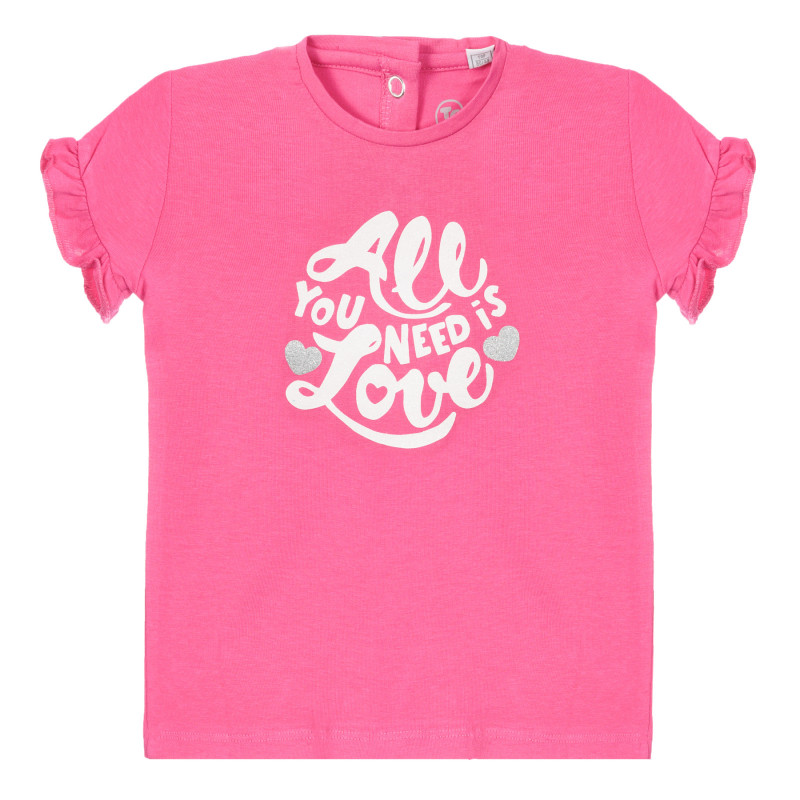 Βαμβακερό βρεφικό μπλουζάκι Chicco σε ροζ χρώμα με επιγραφή   255235