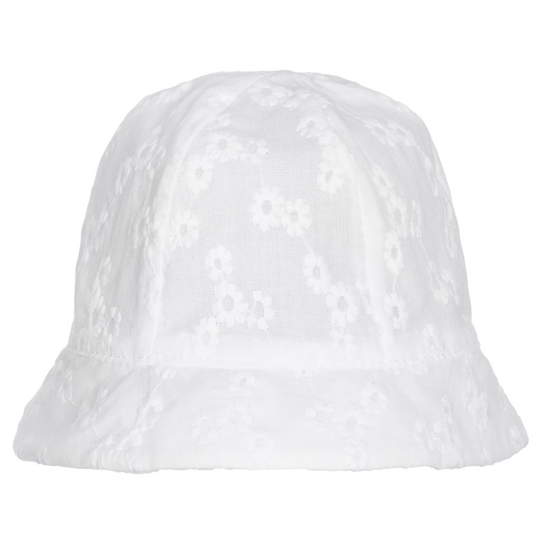 Βαμβακερό καπέλο με floral print και κορδέλα για μωρό, λευκό  255333