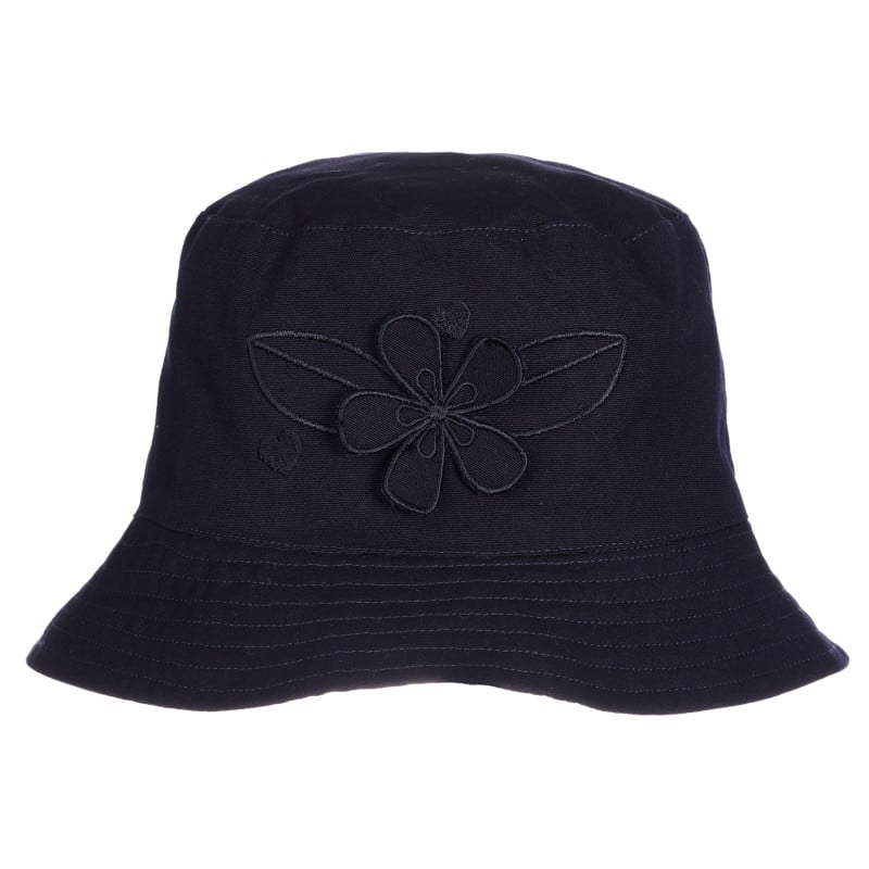 Βαμβακερό καπέλο με απλικέ λουλούδι, σκούρο μπλε  255407