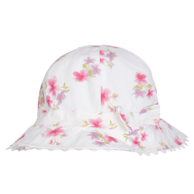 Βαμβακερό καπέλο με floral print, σε λευκό χρώμα  255410