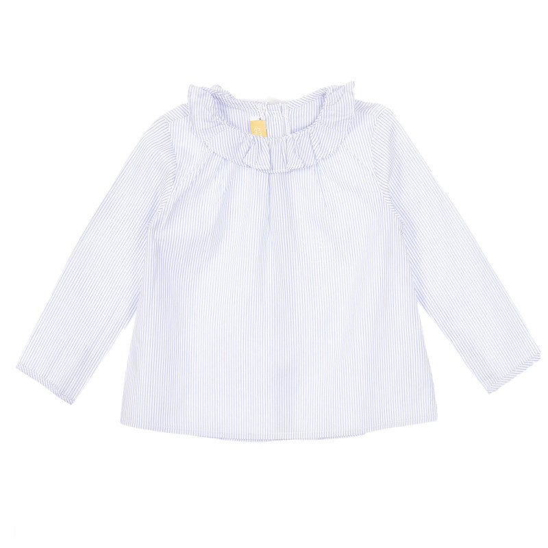 Βαμβακερή ριγέ μπλούζα Chicco με βολάν σε λευκό και μπλε  255543