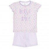 Βαμβακερές πιτζάμες Chicco "HELLO GIRL" σε μωβ και λευκό χρώμα για μωρό Chicco 255773 