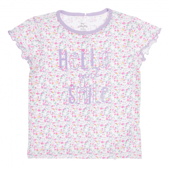 Βαμβακερές πιτζάμες Chicco "HELLO GIRL" σε μωβ και λευκό χρώμα για μωρό Chicco 255774 2
