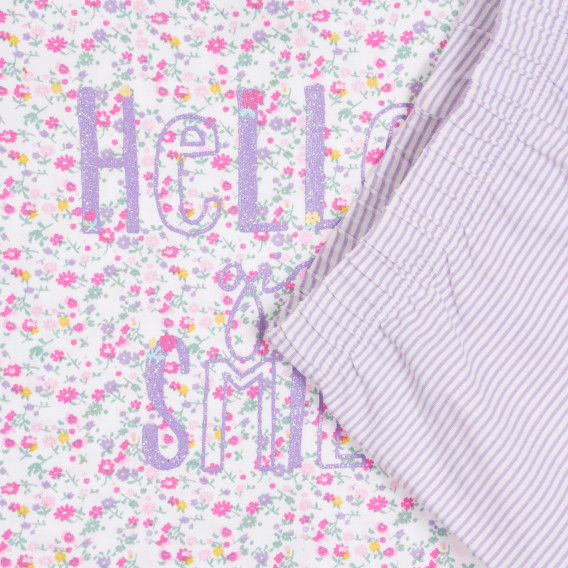 Βαμβακερές πιτζάμες Chicco "HELLO GIRL" σε μωβ και λευκό χρώμα για μωρό Chicco 255775 3