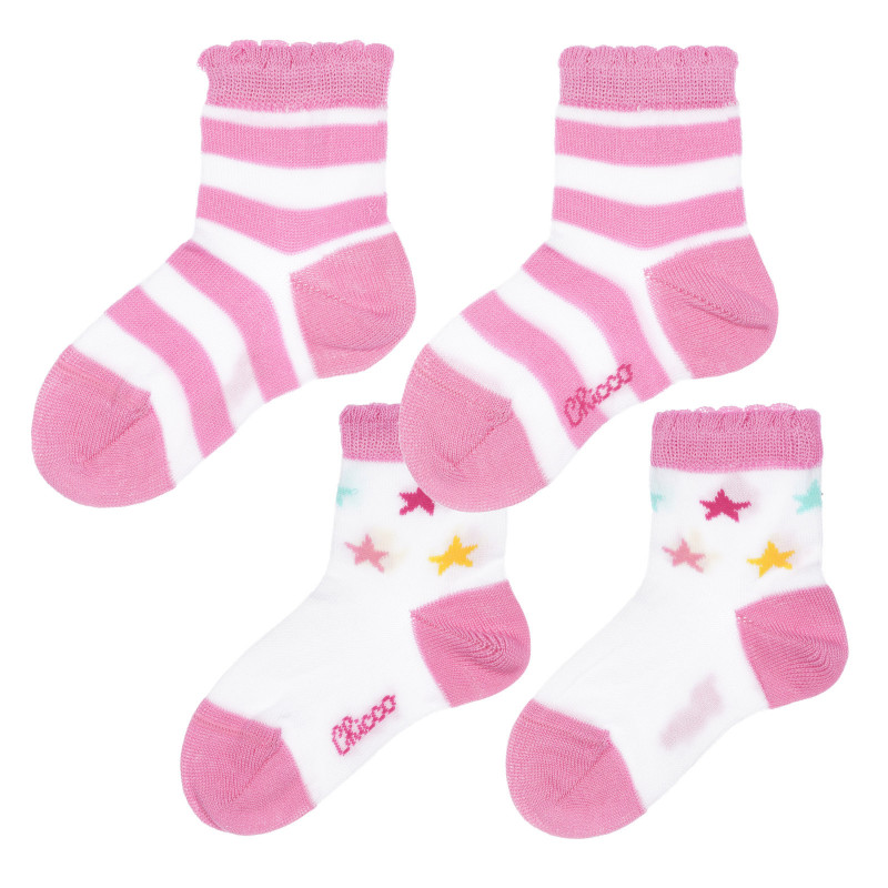 Σετ δύο ζευγάρια βρεφικές κάλτσες σε λευκό και ροζ χρώμα  255886