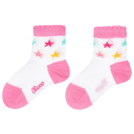 Σετ δύο ζευγάρια βρεφικές κάλτσες σε λευκό και ροζ χρώμα Chicco 255887 2