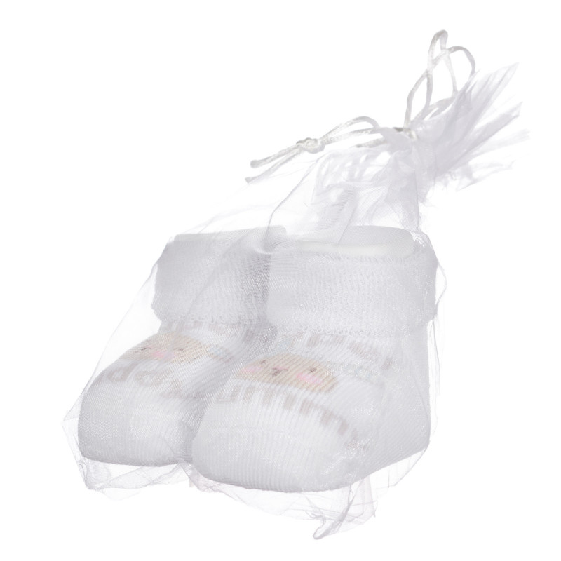 Πλεκτές κάλτσες MOMMY AND DADDY για μωρό, σε λευκό χρώμα  255896