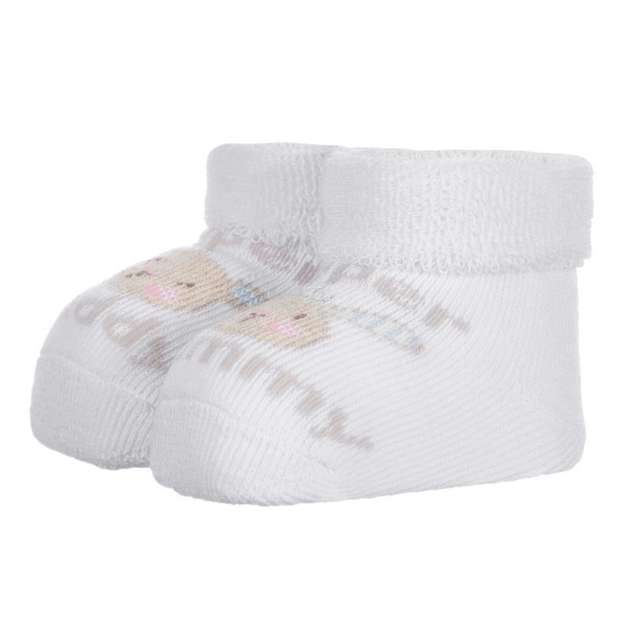 Πλεκτές κάλτσες MOMMY AND DADDY για μωρό, σε λευκό χρώμα Chicco 255898 2