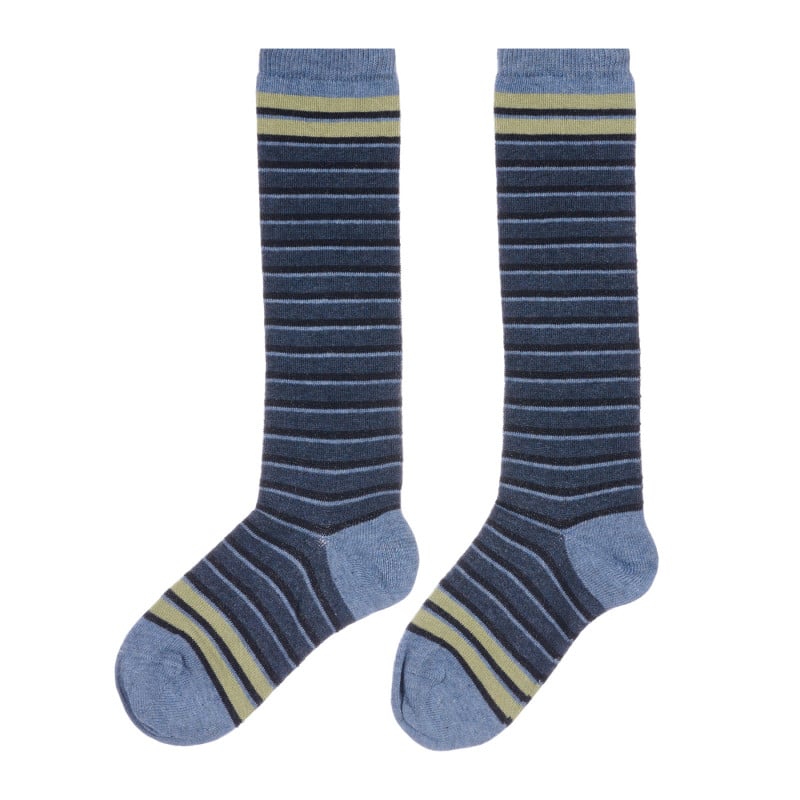Βαμβακερές ριγέ κάλτσες με μήκος 3/4, μπλε  255920