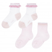 Σετ δύο ζευγάρια βρεφικές κάλτσες σε ροζ και λευκό. Chicco 255922 