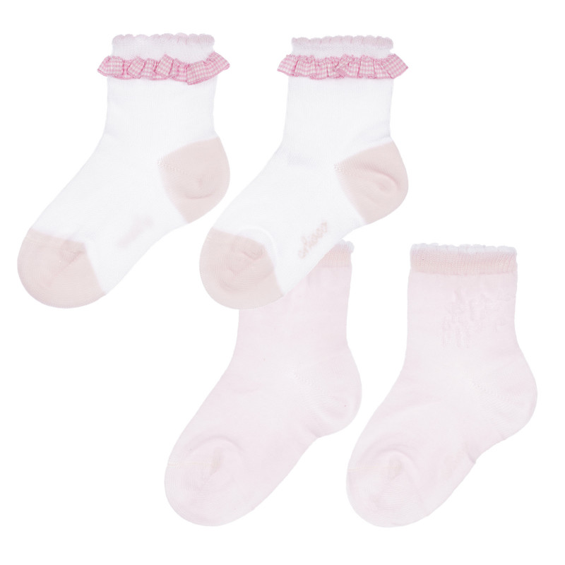 Σετ δύο ζευγάρια βρεφικές κάλτσες σε ροζ και λευκό.  255922