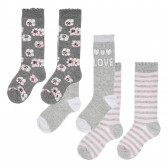 Σετ από τρία ζευγάρια βρεφικές κάλτσες σε ροζ και γκρι χρώμα Chicco 255932 