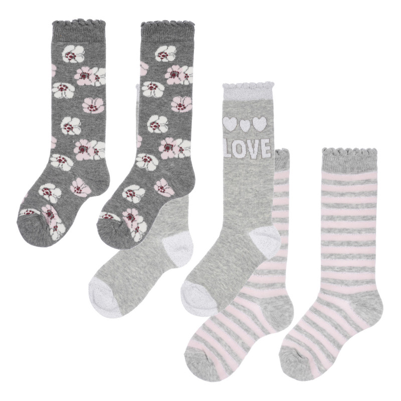 Σετ από τρία ζευγάρια βρεφικές κάλτσες σε ροζ και γκρι χρώμα  255932