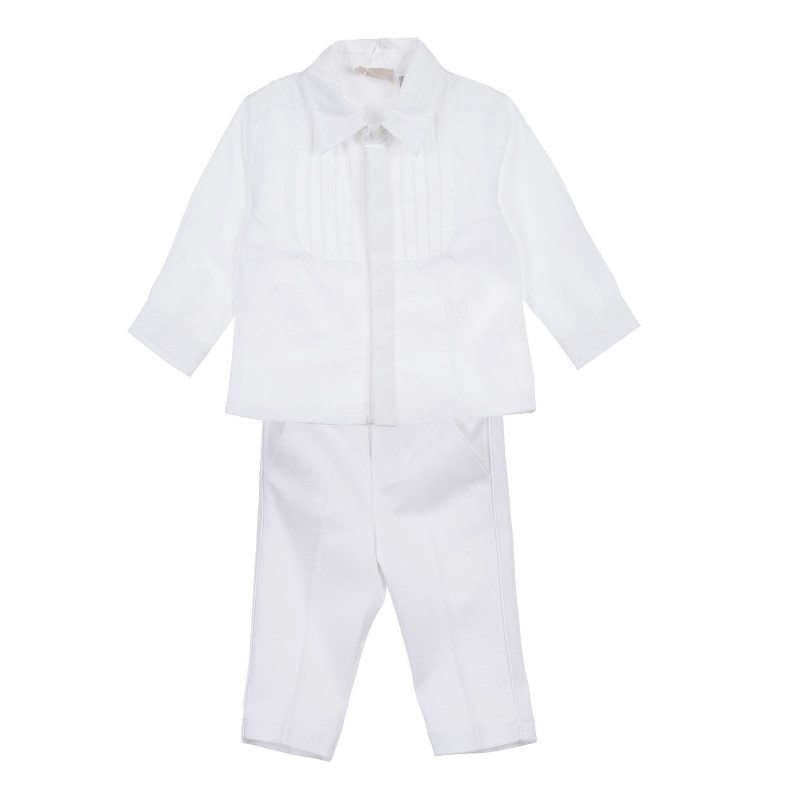 Βαμβακερό σετ πουκάμισο και βρεφικό παντελόνι, λευκό  256061