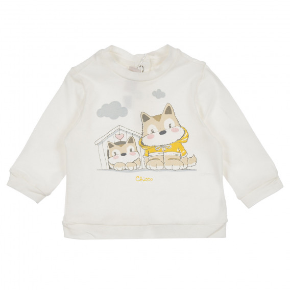 Βαμβακερή μπλούζα σετ με κολάν για μωρό σε λευκό και καφέ χρώμα Chicco 256134 2