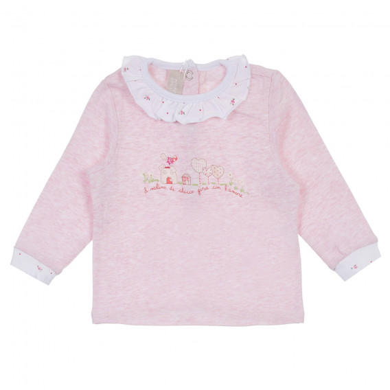 Βαμβακερό σετ μπλούζα και μποτάκια για μωρό σε ροζ και λευκό Chicco 256275 2