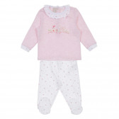 Βαμβακερό σετ μπλούζα και μποτάκια για μωρό σε ροζ και λευκό Chicco 256276 